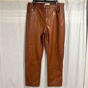 Abercrombie & Fitch The 90’s Straight Ultra High Rise Brown Faux Leather